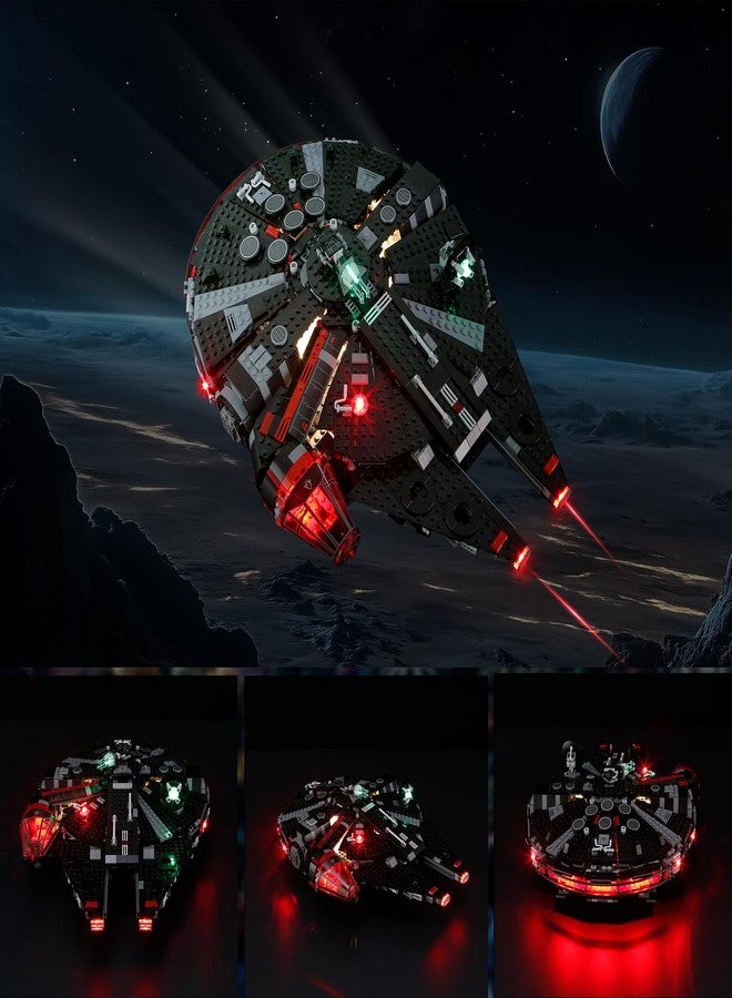 YEABRICKS مصباح LED من YABRICKS لنموذج مكعبات بناء حرب النجوم The Dark Falcon رقم 75389 (مجموعة البناء غير متضمنة) - Image 3